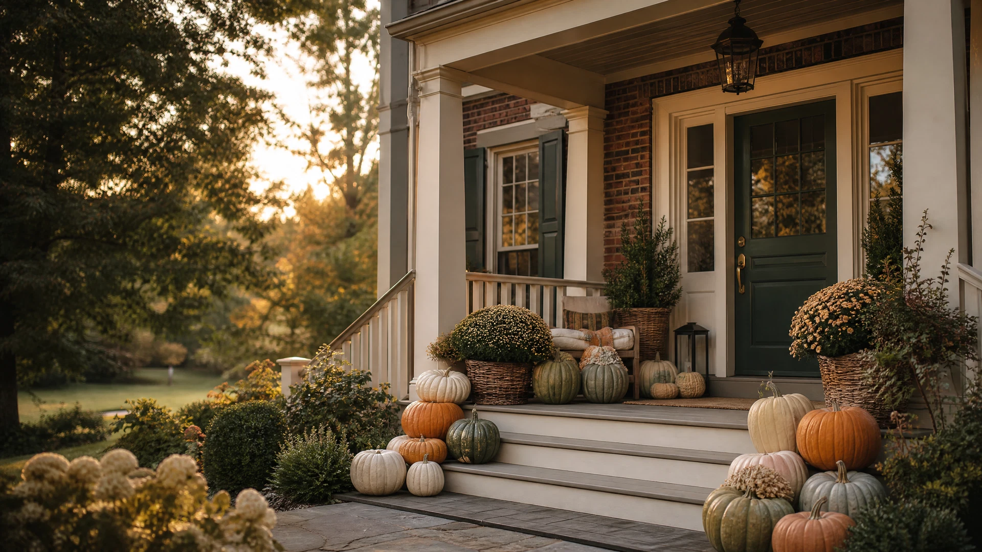 Styled fall porch placeholder awaiting a real KC Porch Co. installation photo